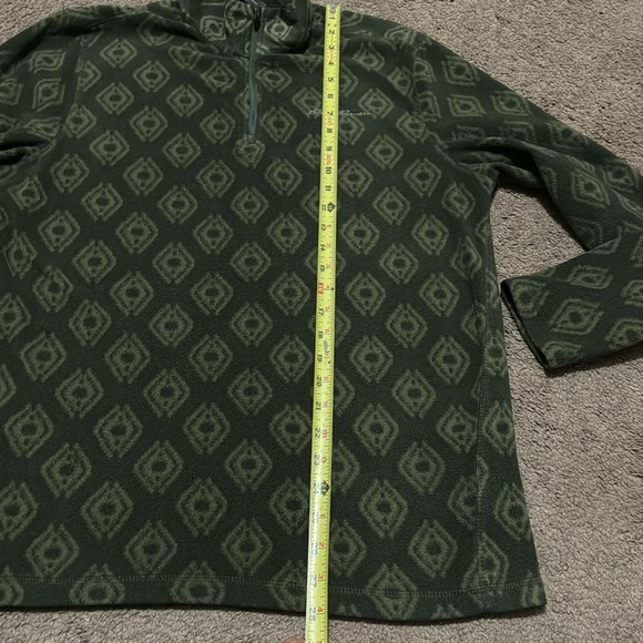 Men’s Eddie Bauer 1/4 Zip Fleece-Sz M-Olive Green Pattern-EUC - Picture 9 of 14